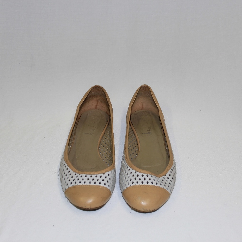 Classic White & Tan French Sole Ballet Flats